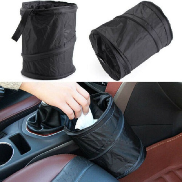 CAR BIN Pop UP Mini Storage Black Dustbin Foldable Travel Rubbish Waste Basket